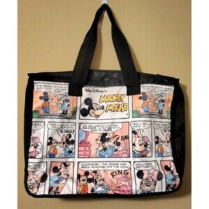 Disney Mickey & Minnie Mouse Large Tote Bag Purse Comic Strip Screen Art 20x16x6